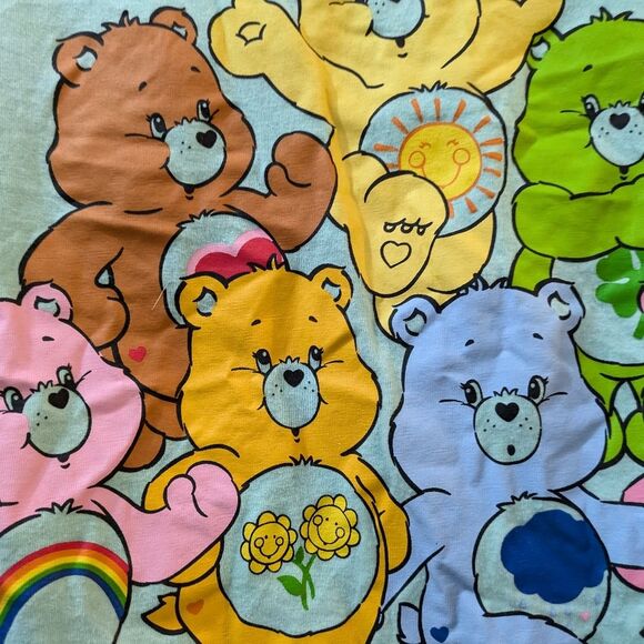CARE BEARS Teal Cropped Short Sleeve Tie Front Top Embroidery Womens 3XL - Picture 8 of 11